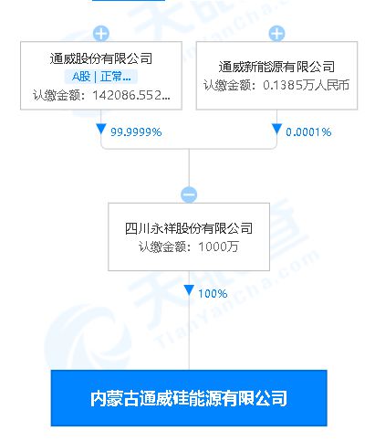 通威股份 于内蒙古投资成立硅能源新公司